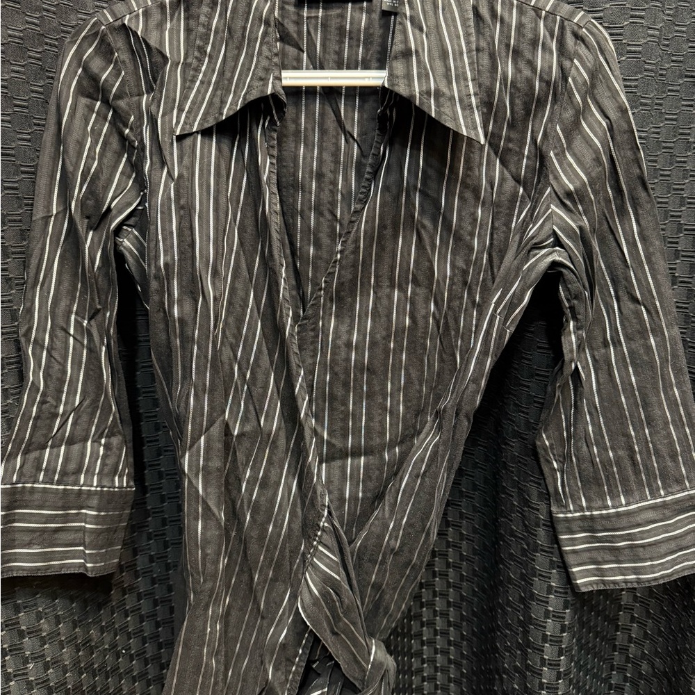 Black and Silver Striped Blouse
